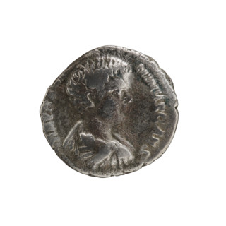 Denarius of Caracalla (188–217; Roman emperor 198–217), (Caesar). Obverse: MAVRA NINVS CAES — Bust