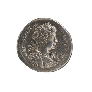 Denarius, Caracalla (188–217; Roman emperor 198–217). Obverse: ANTONINVS AVGVSTVS — Head of a young