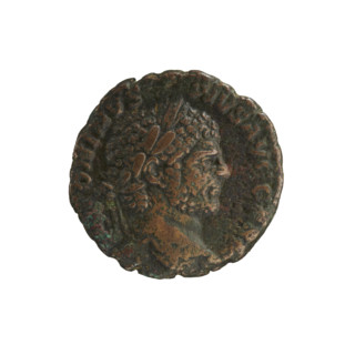 Caracalla (188–217; Roman emperor 198–217). Mars standing with a branch and a spear. Obverse: