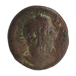 Obv.: inscription erased. Head of Macrinus in a laurel wreath facing right, pearl border. Rev.: