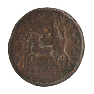 Obv.: inscription erased. Head of Macrinus in a laurel wreath facing right, pearl border. Rev.: