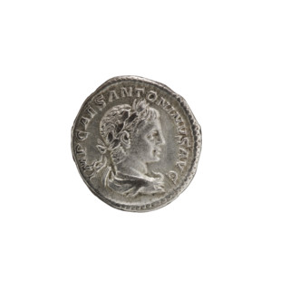 Denarius, Salus standing in front of an altar feeding a snake (iconographic). Obv.: IMP CAES