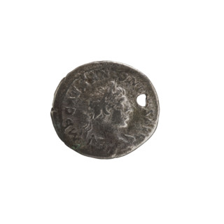 Denarius (with hole), Elagabalus (204–222; Roman emperor 218–222). Obverse: IMP CAES ANTOINVS AVG —