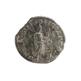 Denarius, Elagabalus (reigned 218–222). Obverse: IM•TONINVS•VG — Bust of Elagabalus with laurel