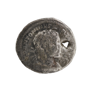Denarius (with hole), Elagabalus (204–222; Roman emperor 218–222). Obverse: IMP ANTONINVS PIV AVG —