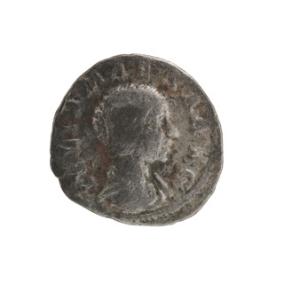 Denarius, Elagabalus (204–222; Roman emperor 218–222). Obverse: IVLIAMAESAAVG — draped bust of