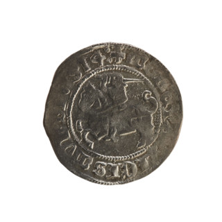 Lithuanian half-grosz, Sigismund I the Old (King of Poland; 1506–1548). Obverse: Pogon (coat of