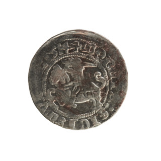 Lithuanian half-grosz, Sigismund I the Old (King of Poland; 1506–1548). Obverse: Pogon (Lithuanian
