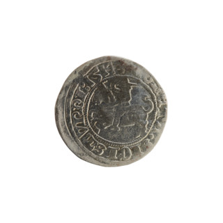 Lithuanian half-grosz, Sigismund I the Old (King of Poland; 1506–1548). Obverse: Pogon (Lithuanian