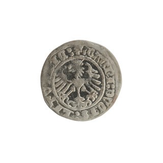 Lithuanian half-grosz, Sigismund I the Old (King of Poland; 1506–1548). Obverse: Pogon (Lithuanian