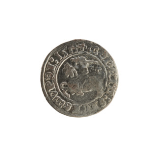 Lithuanian half-grosz, Sigismund I the Old (King of Poland; 1506–1548), 1514. Obverse: Pogon