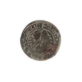 Lithuanian half-grosz, Sigismund I the Old (King of Poland; 1506–1548). Obverse: Pogon (Lithuanian