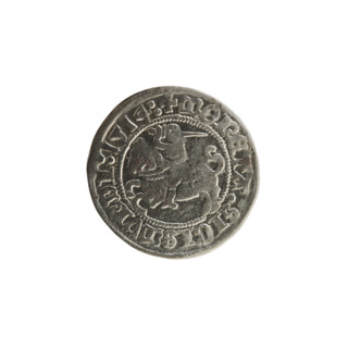 Lithuanian half-grosz, Sigismund I the Old (King of Poland; 1506–1548). Obverse: Pogon (Lithuanian