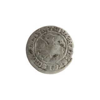 Lithuanian half-grosz, Sigismund I the Old (King of Poland; 1506–1548). Obverse: Pogon (Lithuanian
