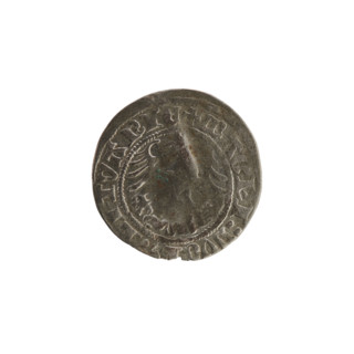 Lithuanian half-grosz, Sigismund I the Old (King of Poland; 1506–1548). Obverse: Pogon (Lithuanian
