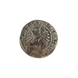 Lithuanian half-grosz, Sigismund I the Old (King of Poland; 1506–1548), 1514. Obverse: Pogon