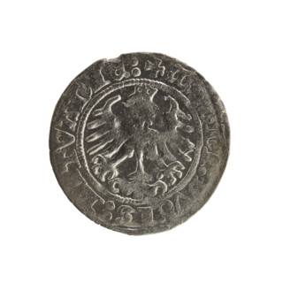 Lithuanian half-grosz, Sigismund I the Old (King of Poland; 1506–1548). Obverse: Pogon (Lithuanian