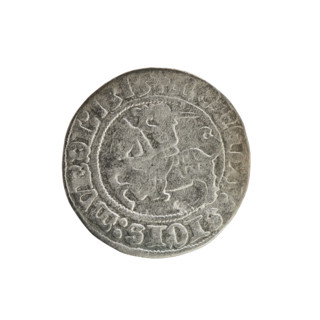 Lithuanian half-grosz, Sigismund I the Old (King of Poland; 1506–1548). Obverse: Pogon (Lithuanian