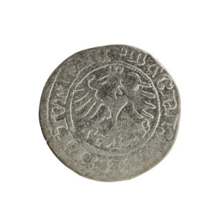 Lithuanian half-grosz, Sigismund I the Old (King of Poland; 1506–1548). Obverse: Pogon (Lithuanian