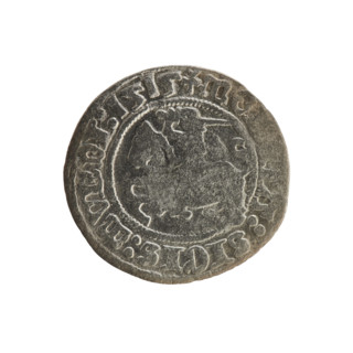 Lithuanian half-grosz, Sigismund I the Old (King of Poland; r. 1506–1548). Obverse: Pogon