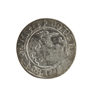 Lithuanian half-grosz, Sigismund I the Old (King of Poland; 1506–1548). Obverse: Pogon (Lithuanian