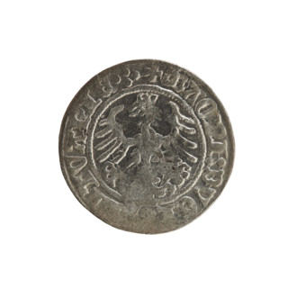 Lithuanian half-grosz, Sigismund I the Old (King of Poland; 1506–1548), 1515. Obverse: Pogon