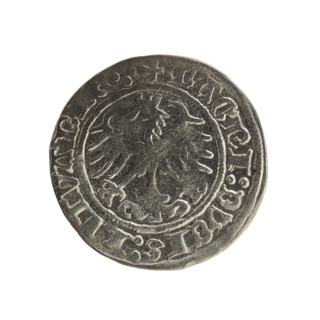 Lithuanian half-grosz, Sigismund I the Old (King of Poland; 1506–1548), 1515. Obverse: Pogon