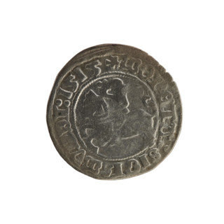 Lithuanian half-grosz, Sigismund I the Old (King of Poland; 1506–1548), 1515. Obverse: Pogon