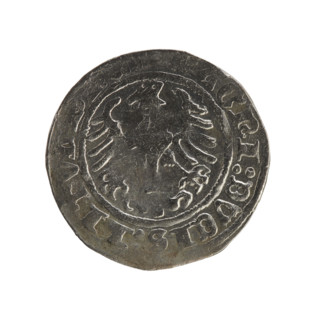 Lithuanian half-grosz, Sigismund I the Old (King of Poland; 1506–1548). Silver coin (1515).