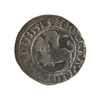 Lithuanian half-grosz, Sigismund I the Old (King of Poland; 1506–1548), 1515. Obverse: Pogon
