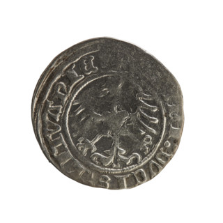 Lithuanian half-grosz, Sigismund I the Old (King of Poland; 1506–1548), 1515. Obverse: Pogon