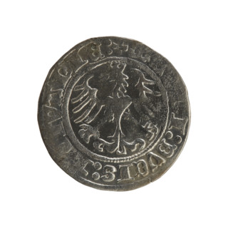 Lithuanian half-grosz, Sigismund I the Old (king of Poland; 1506–1548). R8 (rarity). Polish coin,