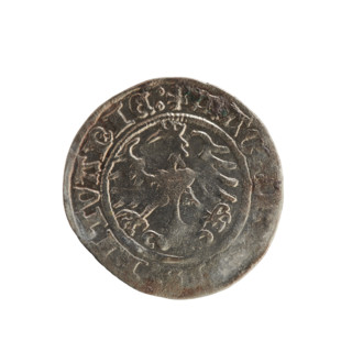 Lithuanian half-grosz, Sigismund I the Old (King of Poland; 1506–1548). Obverse: Pogon (Lithuanian