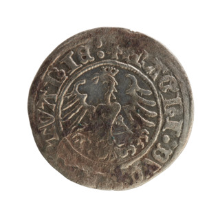 Lithuanian half-grosz, Sigismund I the Old (King of Poland, 1506–1548). Obverse: Pogon (Lithuanian