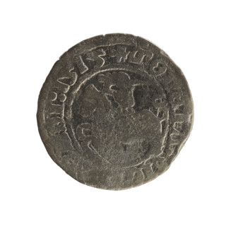 Lithuanian half-grosz, Sigismund I the Old (King of Poland; 1506–1548). Obverse: Pogon (coat of