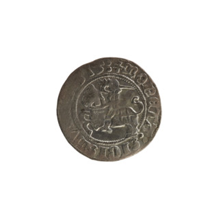 Lithuanian half-grosz, Sigismund I the Old (King of Poland; 1506–1548). Obverse: Pogon (coat of