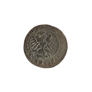 Lithuanian half-grosz, Sigismund I the Old (King of Poland; ruled 1506–1548). Obverse: Pogon
