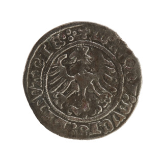 Lithuanian half-grosz, Sigismund I the Old (King of Poland; 1506–1548). Silver coin dated 1516.
