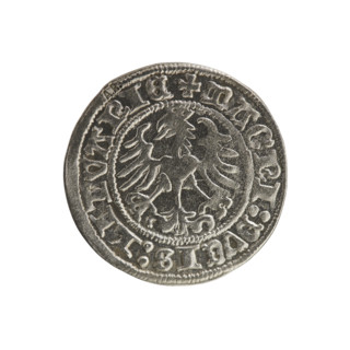 Lithuanian half-grosz, Sigismund I the Old (King of Poland; 1506–1548). Obv.: Pogon (Lithuanian