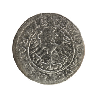 Lithuanian half-grosz of Sigismund I the Old (King of Poland, 1506–1548), 1516. Obverse: Pogon