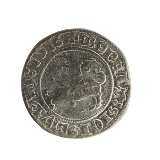 Lithuanian half-grosz, Sigismund I the Old (King of Poland; 1506–1548). Silver coin (1516).