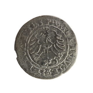 Lithuanian half-grosz, Sigismund I the Old (King of Poland; 1506–1548). Silver coin (1516).