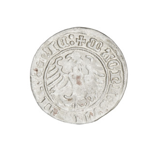 Lithuanian half-grosz, Sigismund I the Old (king of Poland, 1506–1548). Obverse: Pogon (Lithuanian