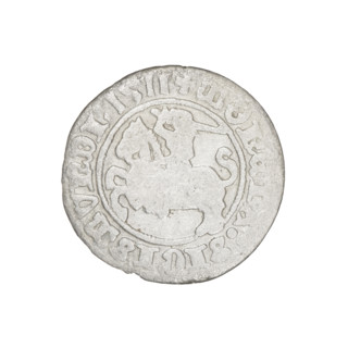 Lithuanian half-grosz, Sigismund I the Old (King of Poland; 1506–1548). Obverse: Pogon (Lithuanian