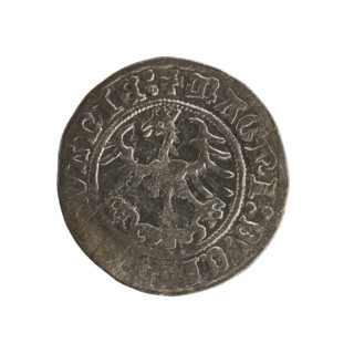 Lithuanian half-grosz, Sigismund I the Old (king of Poland; 1506–1548), Jagiellon dynasty. Obverse: