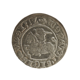 Lithuanian half-grosz, Sigismund I the Old (King of Poland; 1506–1548), Jagiellon dynasty. Obverse: