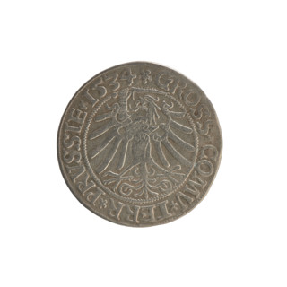 Prussian grosz, Sigismund I the Old (King of Poland; 1506–1548). Silver coin (grosz), 1534, Torun,