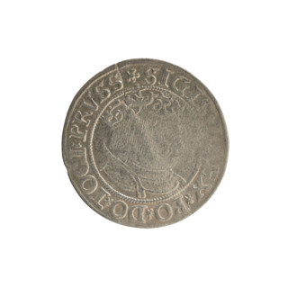 Prussian grosz, Sigismund I the Old (King of Poland; 1506–1548). Obverse: Crowned male bust in