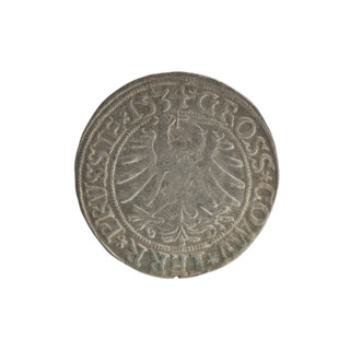 Prussian grosz, Sigismund I the Old (King of Poland; r. 1506–1548), 1534. Obverse: Crowned male