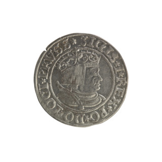 Prussian grosz of Sigismund I the Old (King of Poland, r. 1506–1548), 1534. Obverse: crowned male